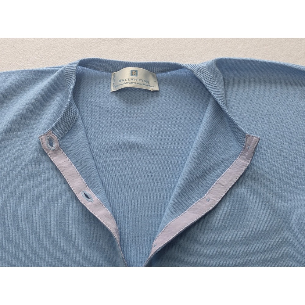 Ballantyne Blue Scotland 100% Pure New Wool Cardigan Sweater Button Down Small - Picture 9 of 16